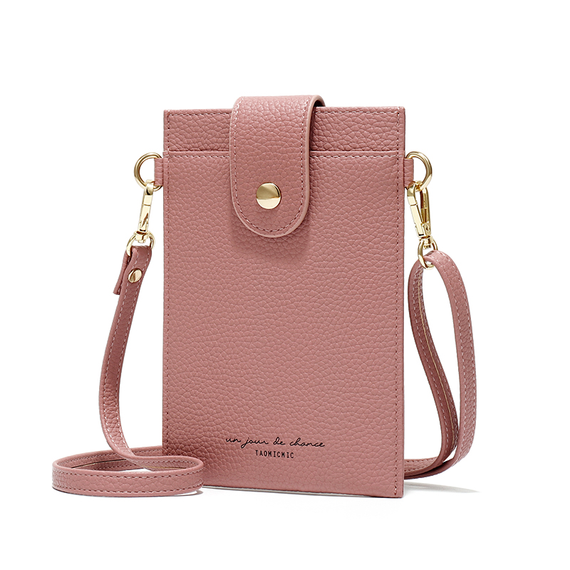 Wholesales customized logo fashion Multi-uses pink pu leather and polyester inner women cross body bag