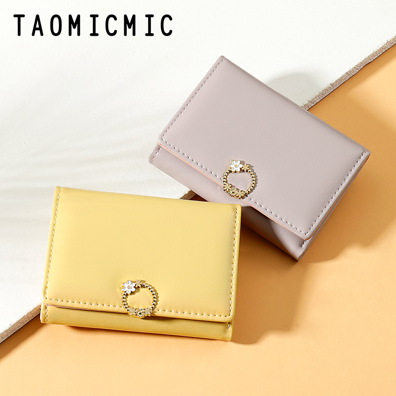 Taomicmic Simple wallet women Female Short Wallets Pouch Handbag for Women Coin PU Leather Purses Card Holder