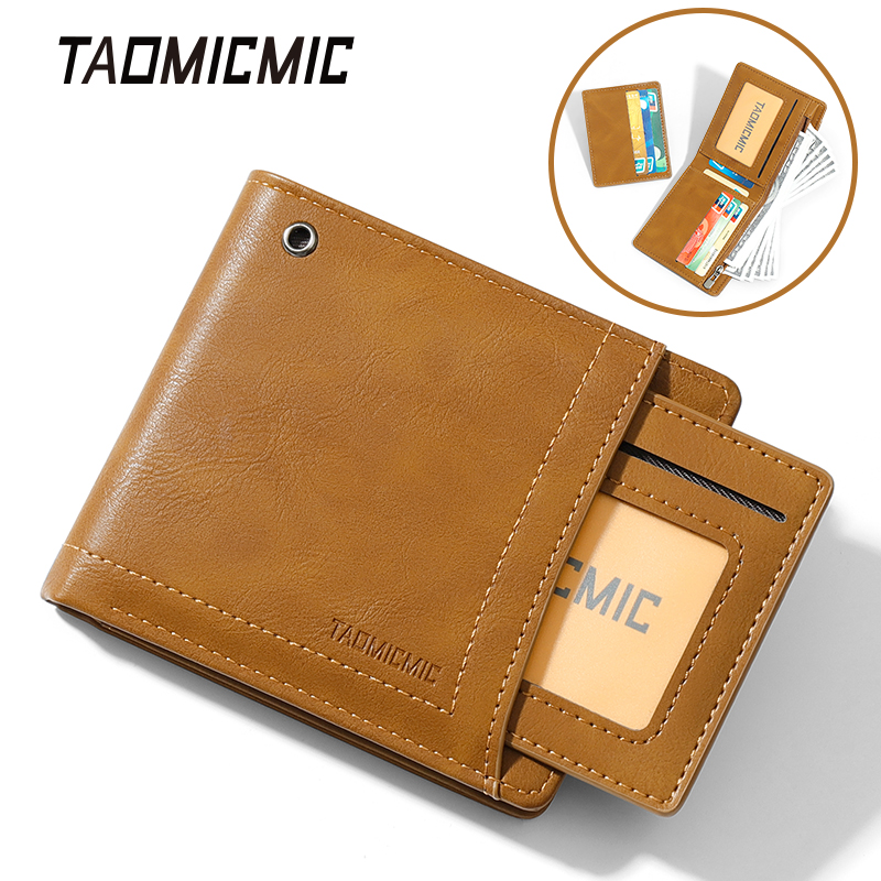 TAOMICMIC Fashionable Wholesale Products Men Card Holder Wallet Leather Two-fold Wallet  Large Capacity Purse with Long Zipper
