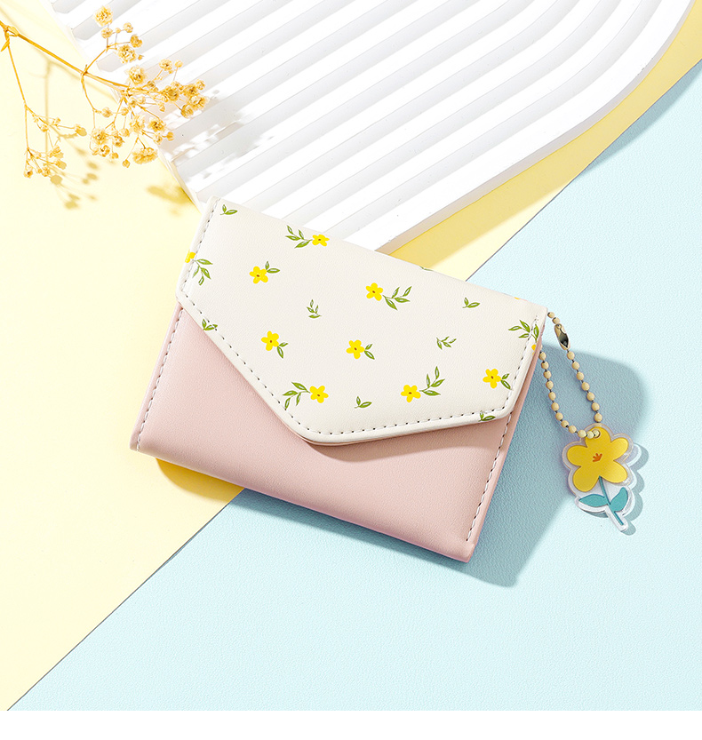 TAOMICMIC Glamorous Short Triple Fold Women's purse Cute Student Envelope Floral Wallet with favorable prices