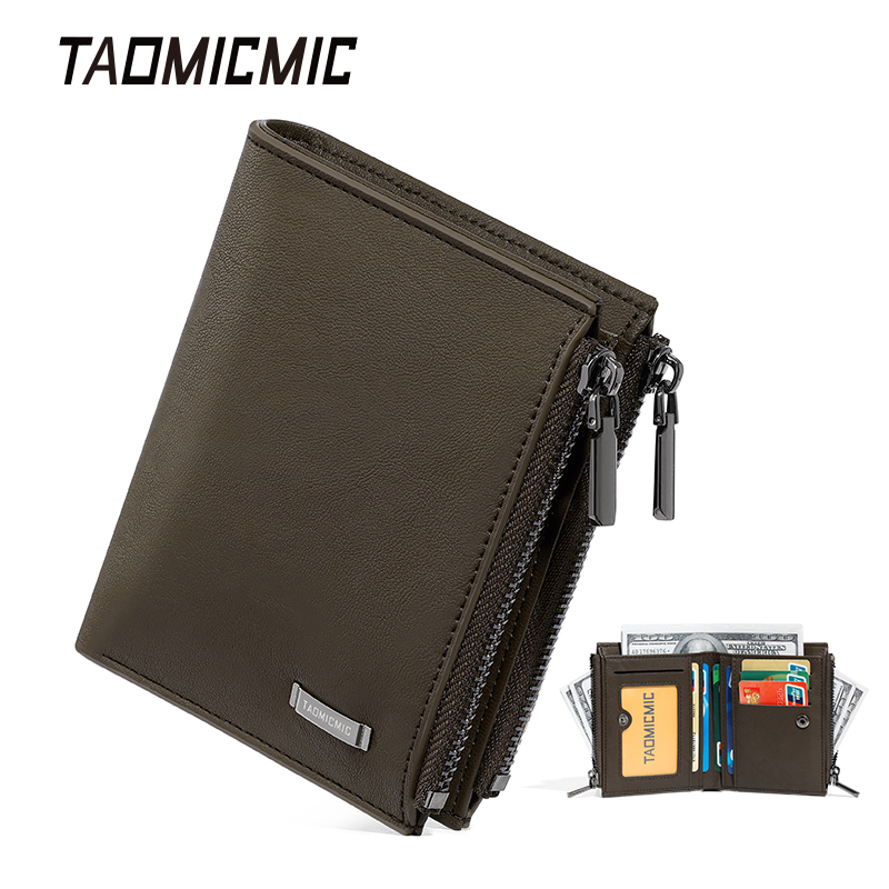 TAOMICMIC Cross-border vintage two fold men's short wallet Large capacity hold multi-card PU leather and wallets