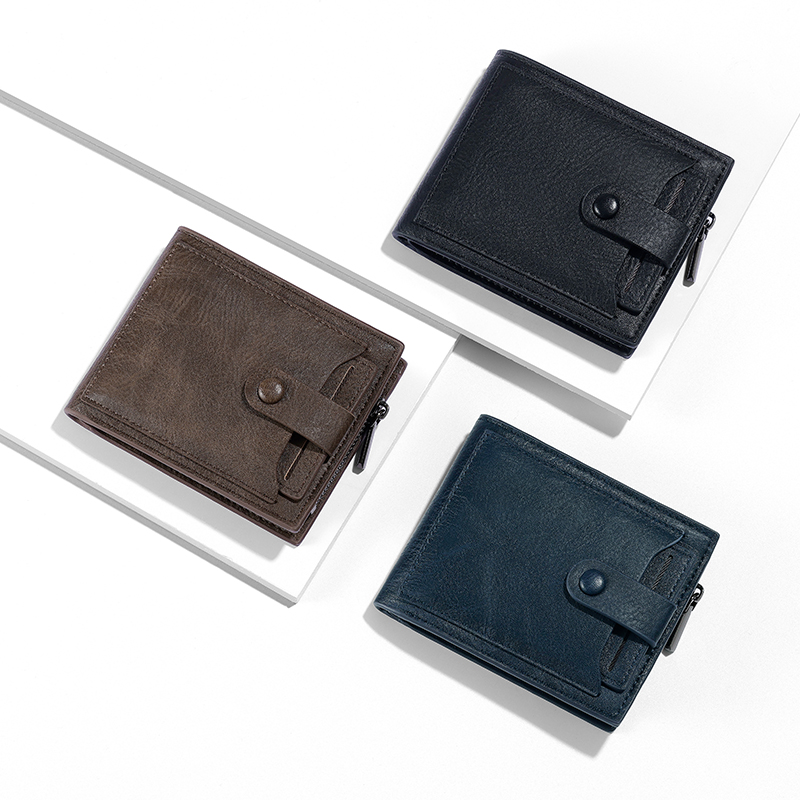 TAOMICMIC New men's short two fold wallet wholesale cross-border Amazon simple zipper large capacity fashion multi-card wallet