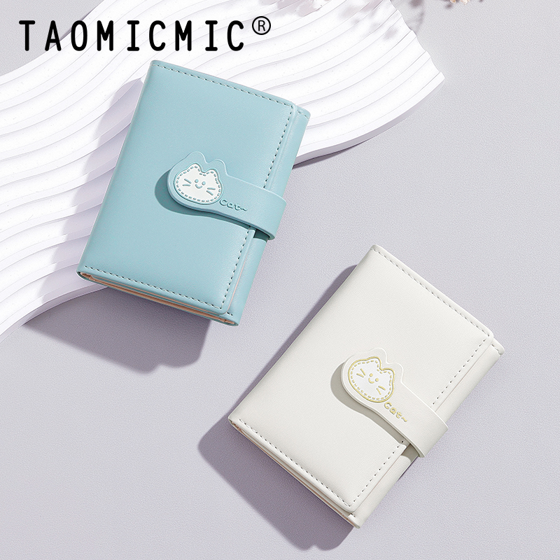 TAOMICMIC Fashion Triple Fold Women'S Wallet Multi-Card  Cute Cat Buckle Short Pu Money Clip with Most pPreferential Prices