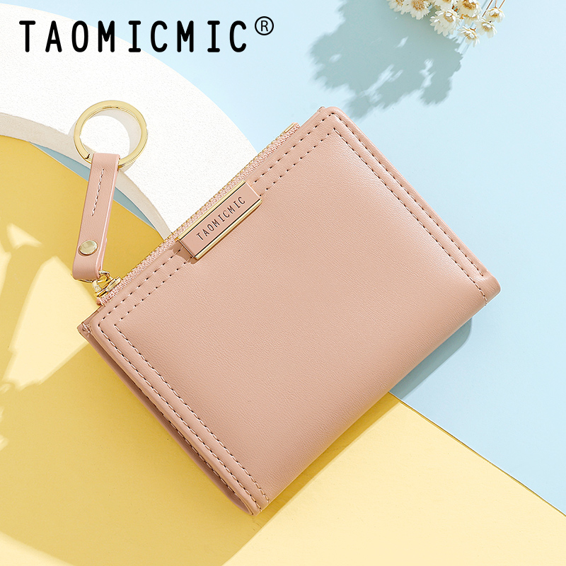 TAOMICMIC Ladies Card Purse Cross-Border Simple PU Leather Women'S Wallet Fashion Multi-Slot Short With Zipper Convenient for Women
