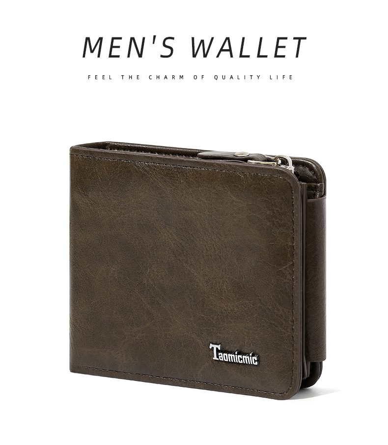 TAOMICMIC New multi-card documents high-end three-fold wholesale wallet male business large capacity cross-border short vintage card bag wallet men PU leather luxury wallets for men  slim wallet