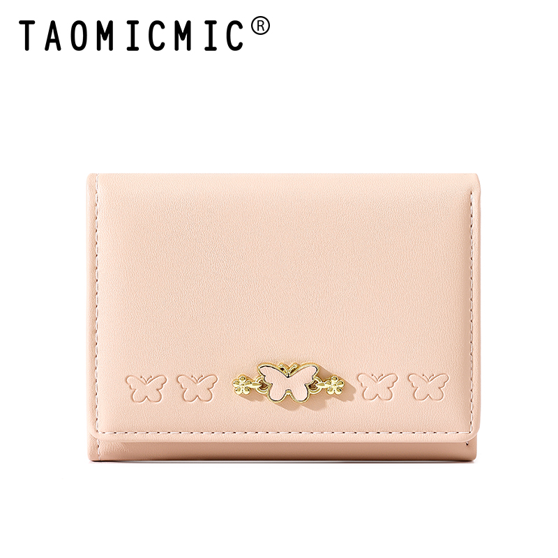 TAOMICMIC Cute short cartoon lady three fold multi-functional wholesale wallet mini cross-border niche premium PU coin wallet