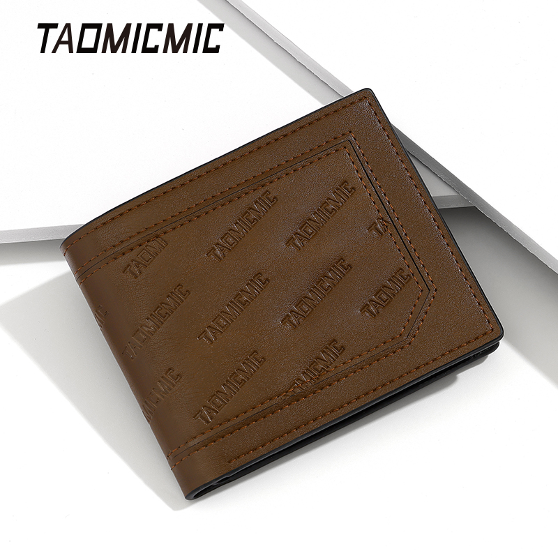 TAOMICMIC Highly Durable Simple high-end storage leather men's large capacity wallet mini certificate foreign trade short wallet