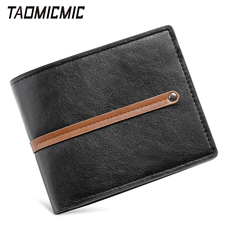 TAOMICMIC Men's Short Wallet PU Leather Bifold Contrast Snap Strap Durable For Business (S3292) - 图片 5