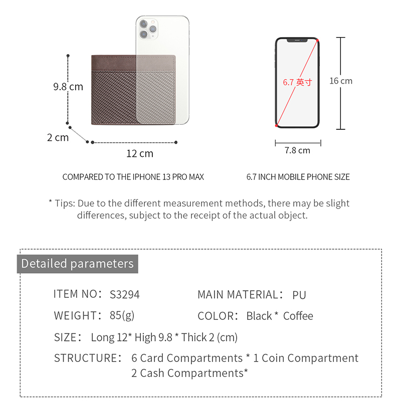 TAOMICMIC Men's Bifold Wallet PU Leather Spliced Textured Multi Card Slots For Gift (S3294) - 图片 3