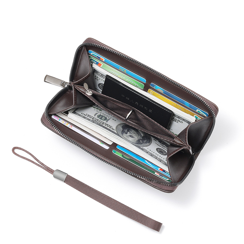 TAOMICMIC Men's Fashion Wallet Grain PU Leather Spliced with Wrist Strap Large Capacity For Business(S3296) - 图片 4