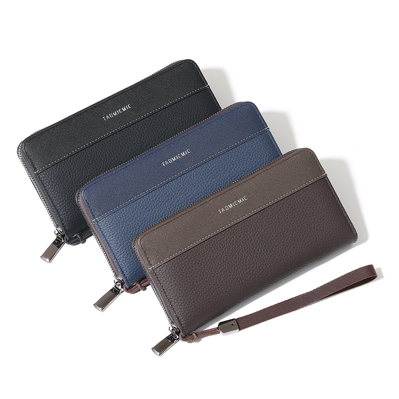 TAOMICMIC Men's Fashion Wallet Grain PU Leather Spliced with Wrist Strap Large Capacity For Business(S3296) - 图片 7