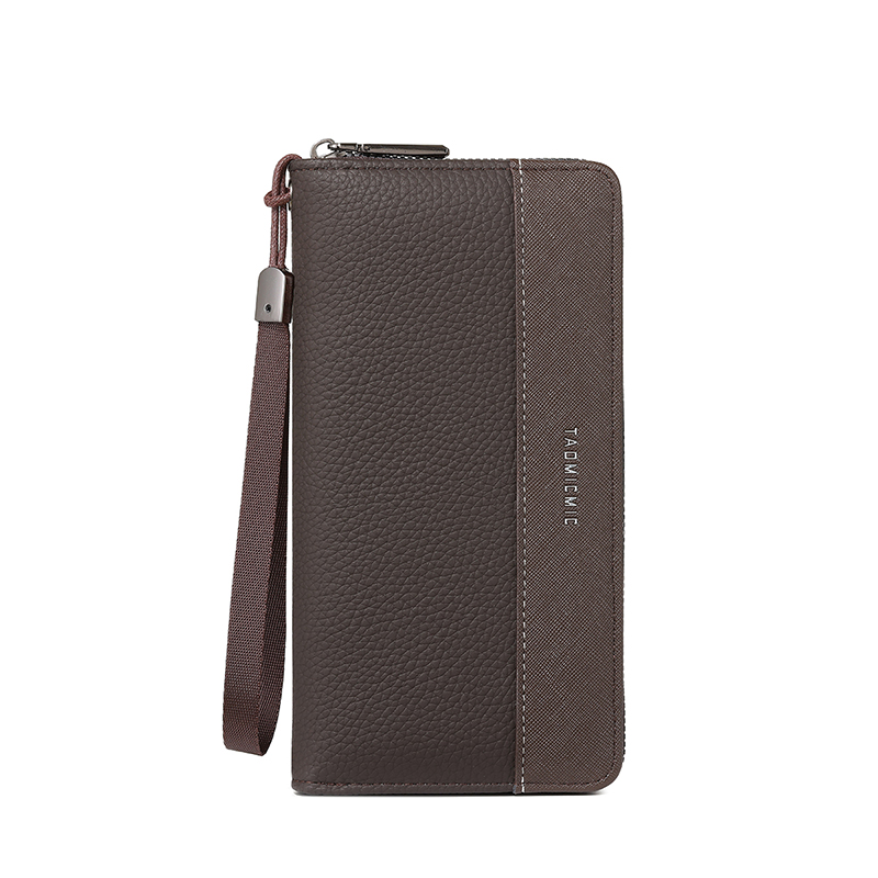 TAOMICMIC Men's Fashion Wallet Grain PU Leather Spliced with Wrist Strap Large Capacity For Business(S3296)