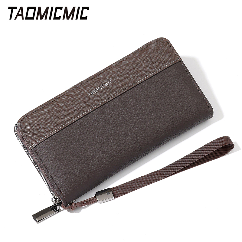 TAOMICMIC Men's Fashion Wallet Grain PU Leather Spliced with Wrist Strap Large Capacity For Business(S3296) - 图片 5