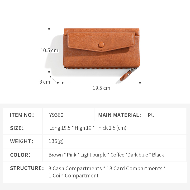 TAOMICMIC Women’s long Wallet PU Leather Envelope Design Large Capacity For Daily Use(Y9360) - 图片 3
