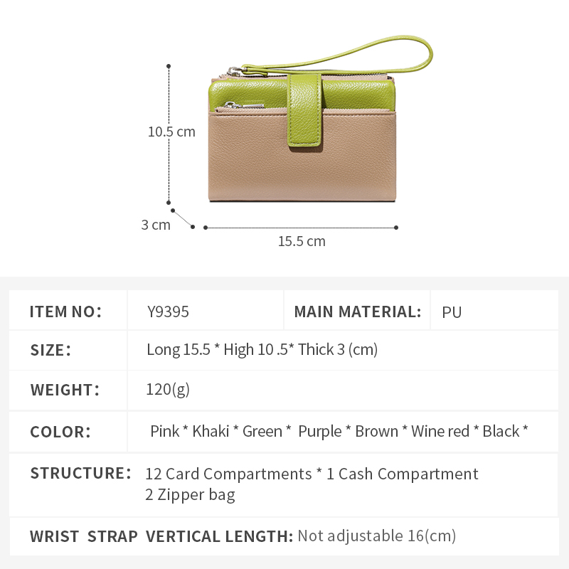 TAOMICMIC Women’s Wristlet Wallet Two-tone PU Leather Durable Coin Pocket For Daily Use(Y9395) - 图片 3