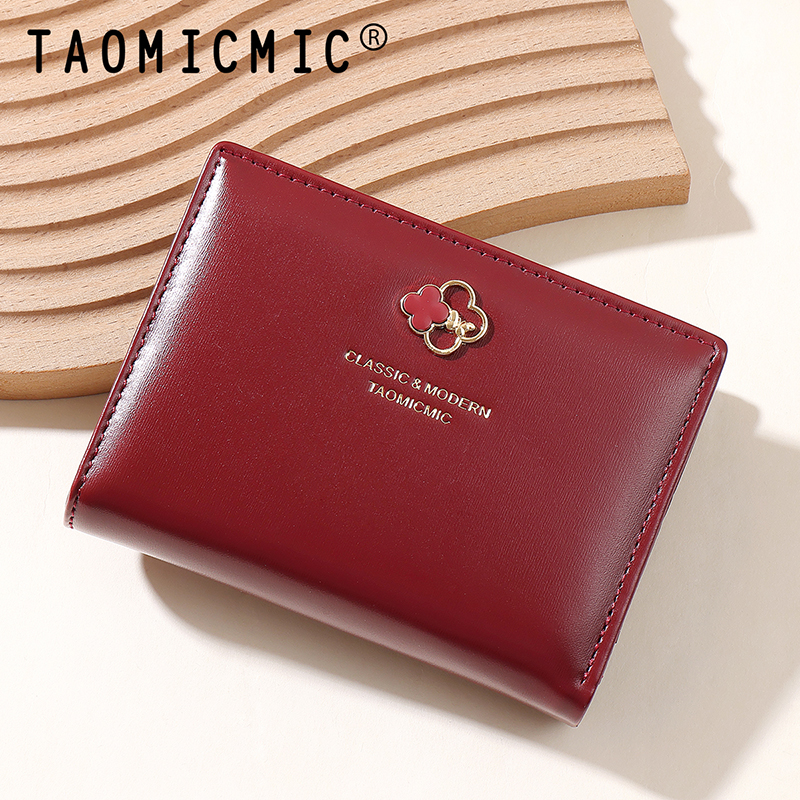 TAOMICMIC Women's Short Wallet Four Leaf Clover Metal Decoration Lightweight Coin Pocket For Gift (Y9400) - 图片 8