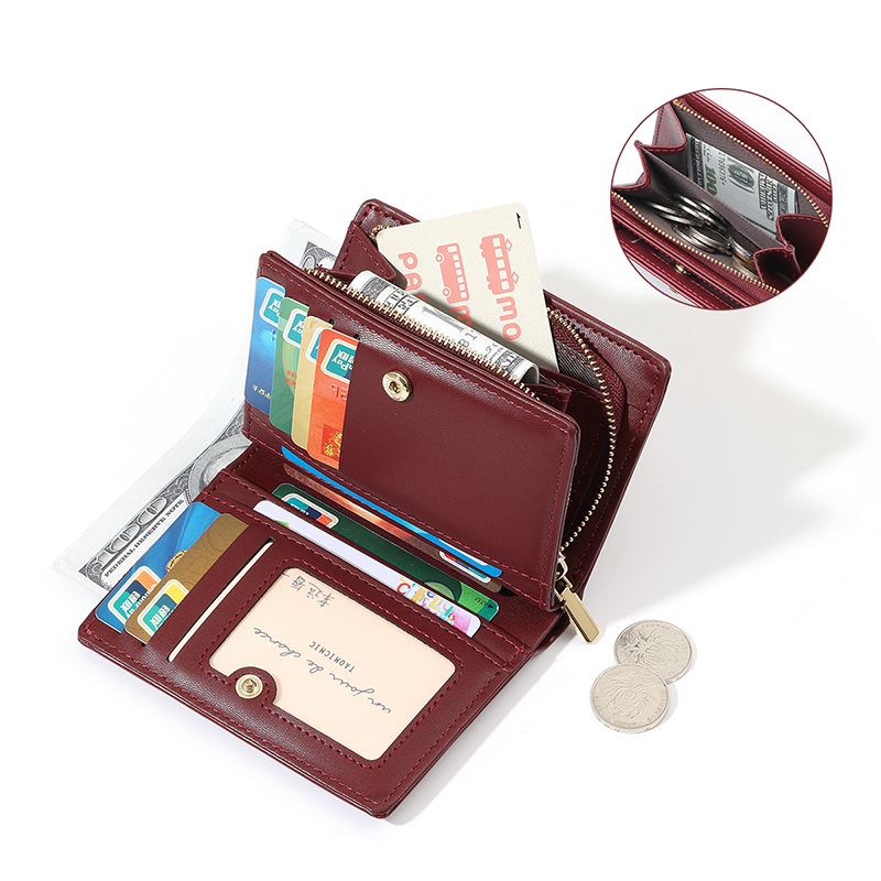 TAOMICMIC Women's Short Wallet Four Leaf Clover Metal Decoration Lightweight Coin Pocket For Gift (Y9400) - 图片 4