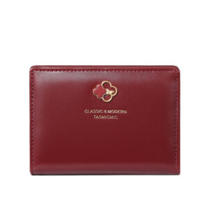 TAOMICMIC Women's Short Wallet Four Leaf Clover Metal Decoration Lightweight Coin Pocket For Gift (Y9400)