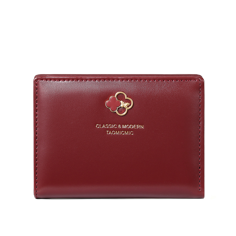 TAOMICMIC Women's Short Wallet Four Leaf Clover Metal Decoration Lightweight Coin Pocket For Gift (Y9400)