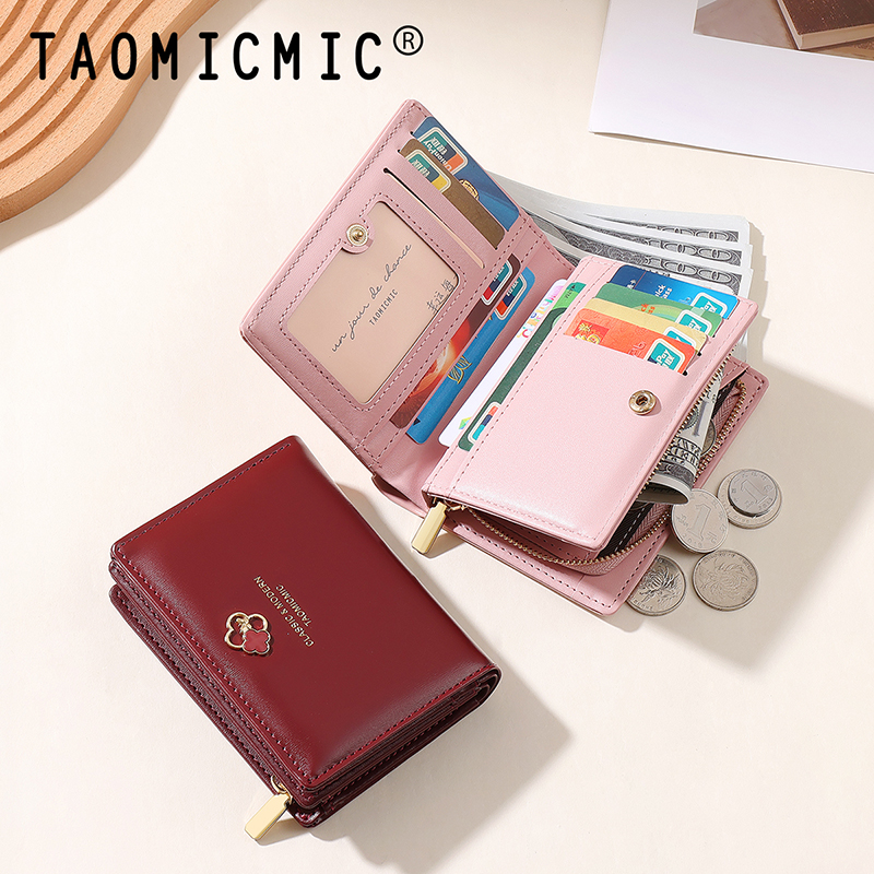 TAOMICMIC Women's Short Wallet Four Leaf Clover Metal Decoration Lightweight Coin Pocket For Gift (Y9400) - 图片 5