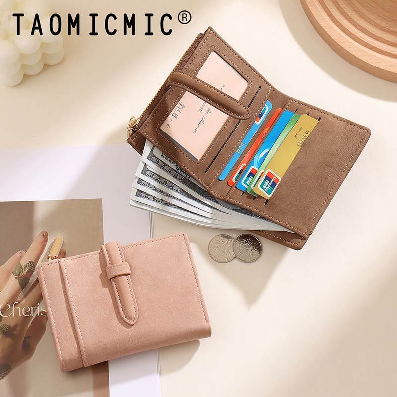 TAOMICMIC Women's Short Wallet PU Leather Strap Buckle Zipper Coin Pocket For Gift (Y9428) - 图片 4