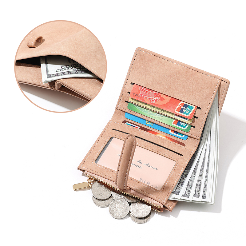 TAOMICMIC Women's Short Wallet PU Leather Strap Buckle Zipper Coin Pocket For Gift (Y9428) - 图片 5