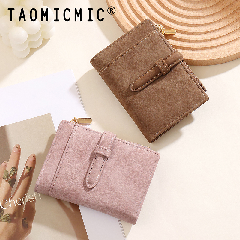 TAOMICMIC Women's Short Wallet PU Leather Strap Buckle Zipper Coin Pocket For Gift (Y9428) - 图片 7
