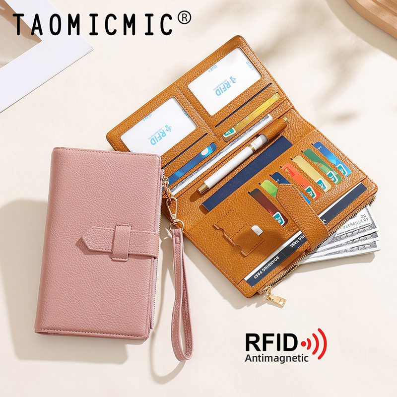 TAOMICMIC Women's Long Wallet PU Leather Strap Closure Side Zipper RFID Blocking Purse for Gift (Y9430) - 图片 5