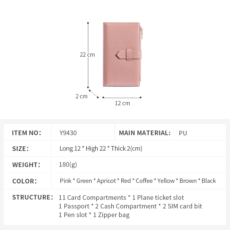 TAOMICMIC Women's Long Wallet PU Leather Strap Closure Side Zipper RFID Blocking Purse for Gift (Y9430) - 图片 3