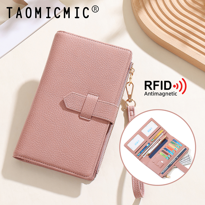 TAOMICMIC Women's Long Wallet PU Leather Strap Closure Side Zipper RFID Blocking Purse for Gift (Y9430) - 图片 4