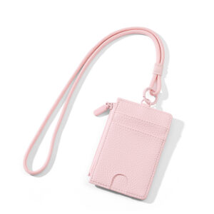 TAOMICMIC Lanyard Card Holder PU Leather Slim Zipper Coin Pocket For Gift(Y9448）