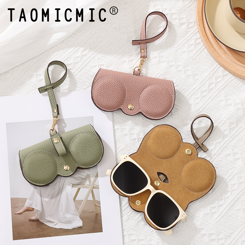 TAOMICMIC Sunglasses Case PU Leather With Lanyard Portable Protective Storage For Daily Travel Use(Y9449) - 图片 4