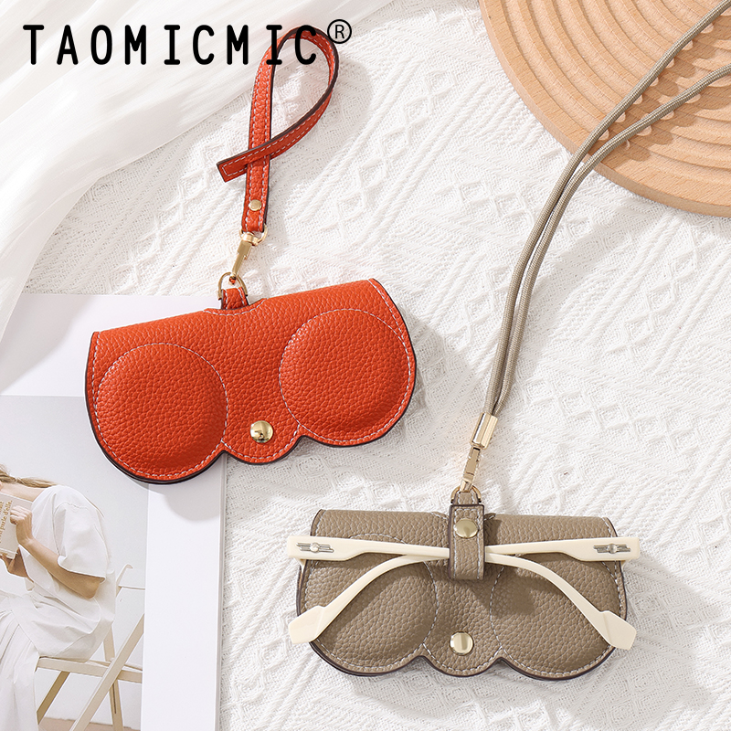 TAOMICMIC Sunglasses Case PU Leather With Lanyard Portable Protective Storage For Daily Travel Use(Y9449) - 图片 8