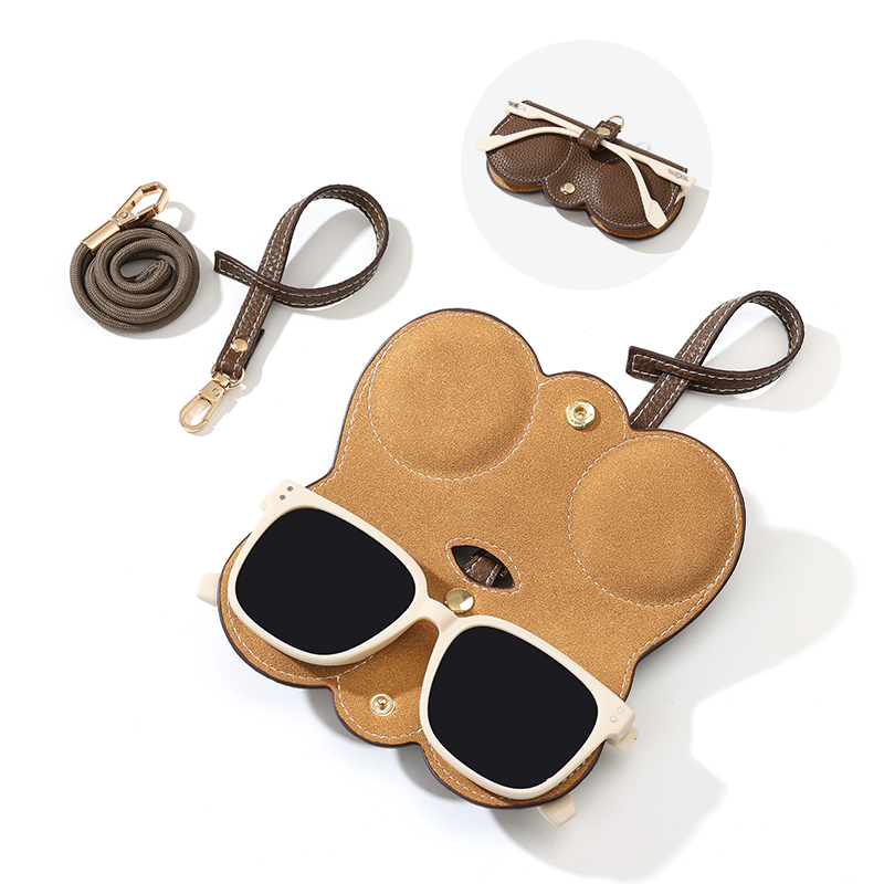 TAOMICMIC Sunglasses Case PU Leather With Lanyard Portable Protective Storage For Daily Travel Use(Y9449) - 图片 5