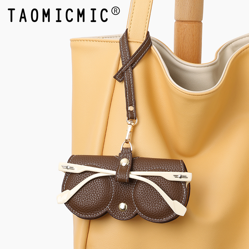 TAOMICMIC Sunglasses Case PU Leather With Lanyard Portable Protective Storage For Daily Travel Use(Y9449) - 图片 6