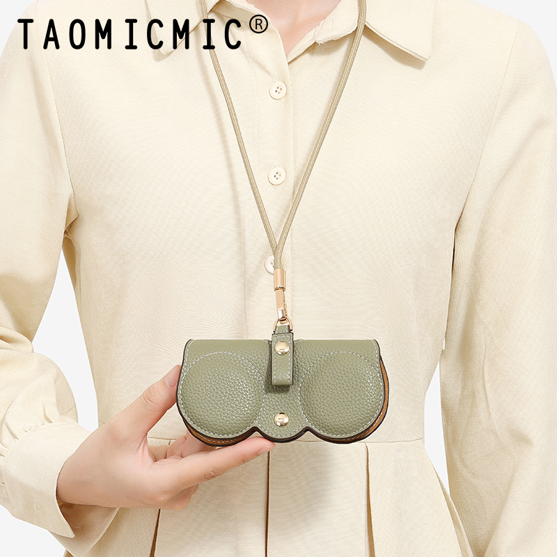 TAOMICMIC Sunglasses Case PU Leather With Lanyard Portable Protective Storage For Daily Travel Use(Y9449) - 图片 7