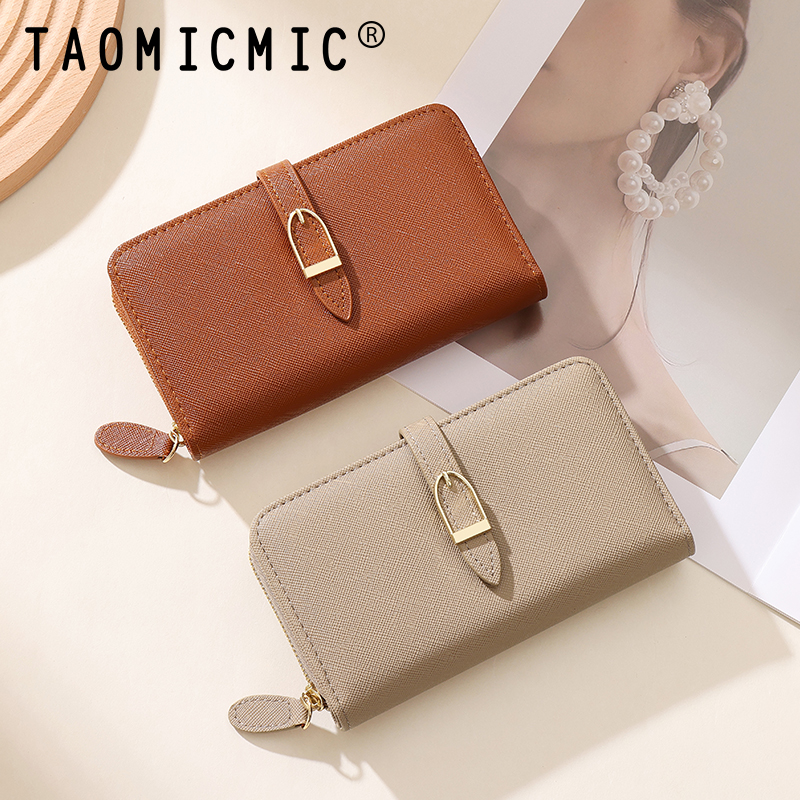 TAOMICMIC Ladies Bifold Wallet PU Buckle Zip Design Multi Card Storage For Daily Use(Y9455) - 图片 6
