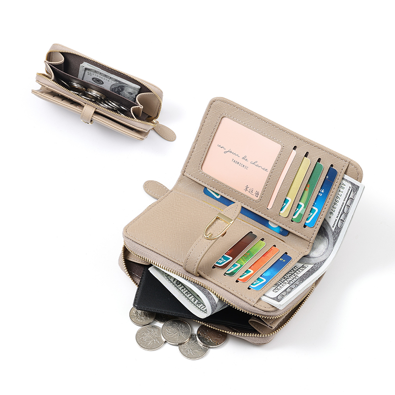 TAOMICMIC Ladies Bifold Wallet PU Buckle Zip Design Multi Card Storage For Daily Use(Y9455) - 图片 4