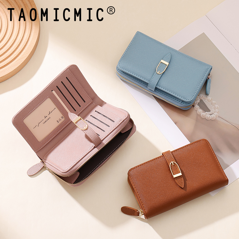 TAOMICMIC Ladies Bifold Wallet PU Buckle Zip Design Multi Card Storage For Daily Use(Y9455) - 图片 5