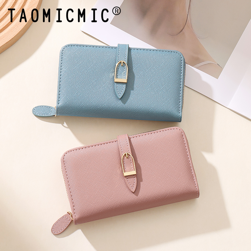 TAOMICMIC Ladies Bifold Wallet PU Buckle Zip Design Multi Card Storage For Daily Use(Y9455) - 图片 8