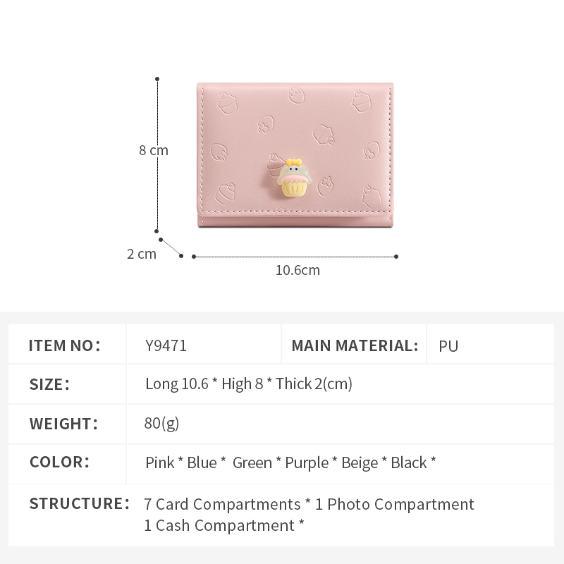 TAOMICMIC Women's Short Wallet PU Leather Embossed Pattern Slim Lightweight For Gift(Y9471) - 图片 3