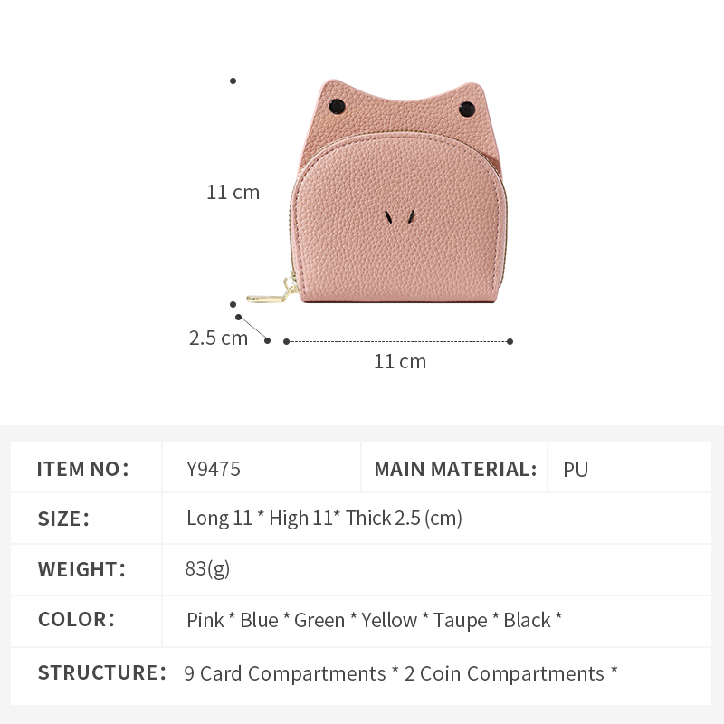 TAOMICMIC Cartoon Frog Card Holder PU Accordion Card Wallet Mini Zipper Coin Bag For Girls(Y9475) - 图片 5