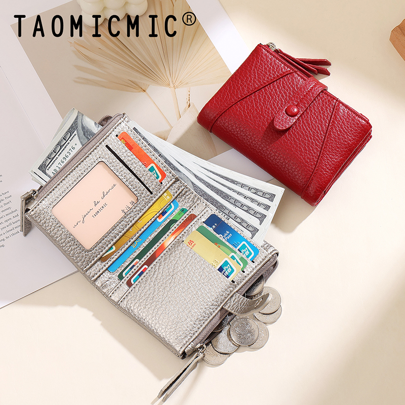 TAOMICMIC Women's Short Wallet Lychee Grain PU Leather Large Capacity For Gift (Y9487) - 图片 4