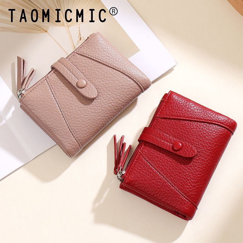 TAOMICMIC Women's Short Wallet Lychee Grain PU Leather Large Capacity For Gift (Y9487) - 图片 7