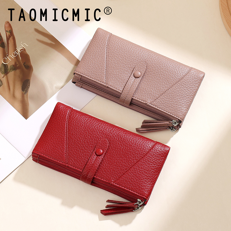TAOMICMIC Long-sized Lady's Wallet Lychee PU Snap Button Zipper Multi Card Slots Purse For Daily Use(Y9488) - 图片 6
