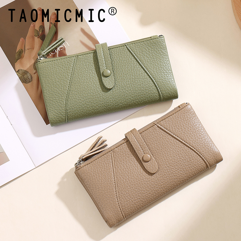 TAOMICMIC Long-sized Lady's Wallet Lychee PU Snap Button Zipper Multi Card Slots Purse For Daily Use(Y9488) - 图片 7