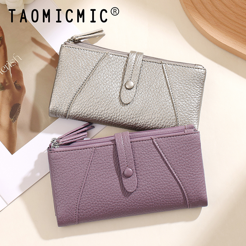 TAOMICMIC Long-sized Lady's Wallet Lychee PU Snap Button Zipper Multi Card Slots Purse For Daily Use(Y9488) - 图片 8