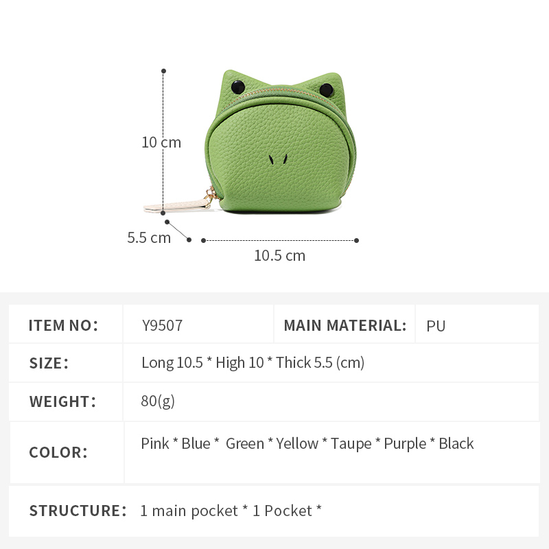 TAOMICMIC Frog Mini Wallet PU Leather Cartoon Shape Compact Storage For Girls Casual Use(Y9507) - 图片 3