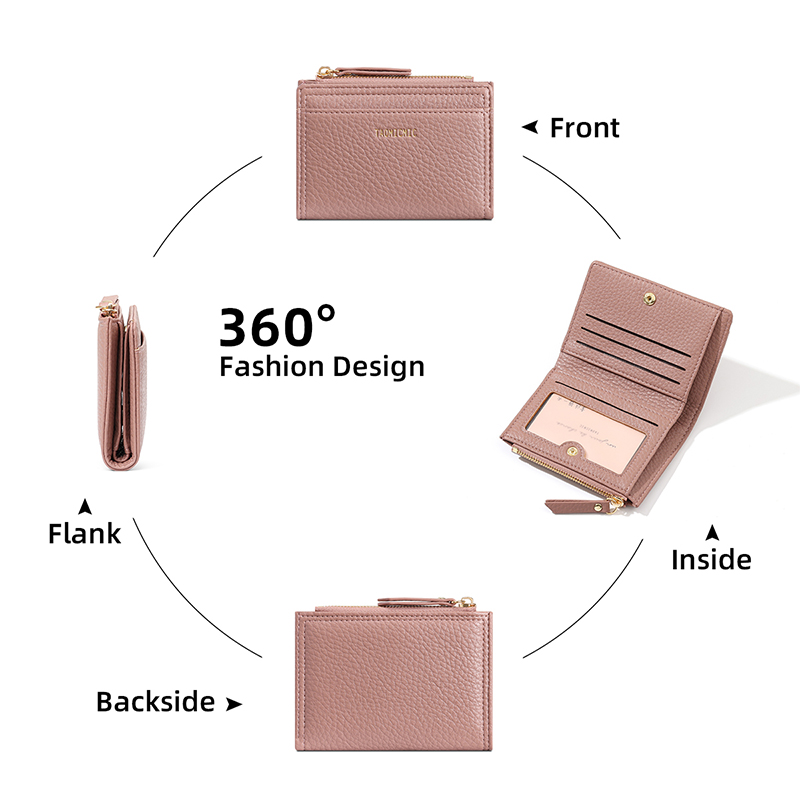 TAOMICMIC Women's Short Wallet Grain PU Leather Zipper Portable For Girls Daily Use(Y9510) - 图片 4