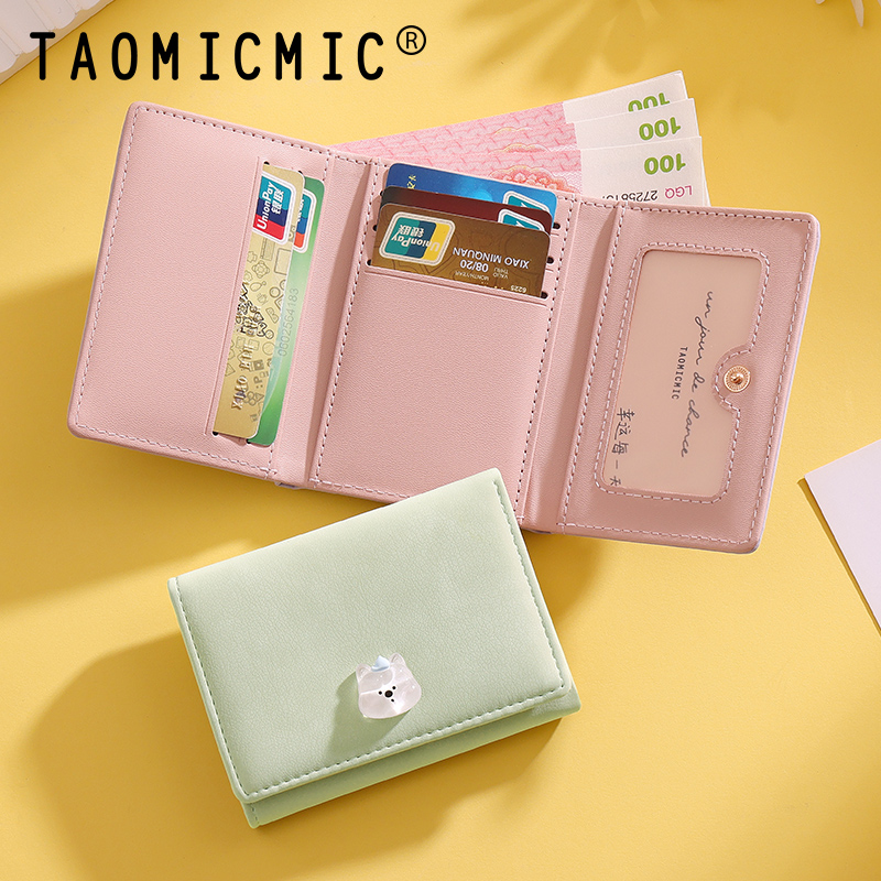 TAOMICMIC Women's PU Leather Wallet With Cute Animal Coin Pocket Slim Short Purse For Daily Gift (Y9579) - 图片 4